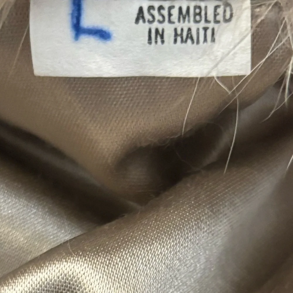 Vintage Fur Coat Multicolor Patchwork 70s 80s Ivory Beige Brown Gray Size Large - Picture 10 of 14